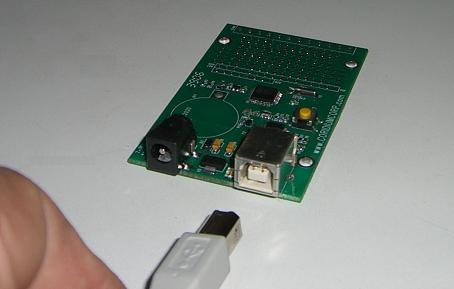 Insert USB to eval PCB